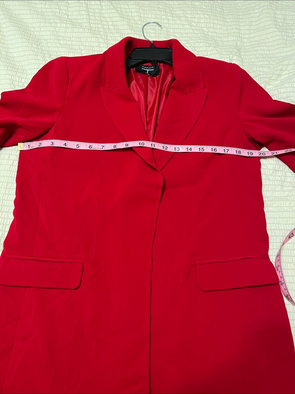 Tahari Vibrant Red Open-Front Blazer Jacket - Picture 7 of 9